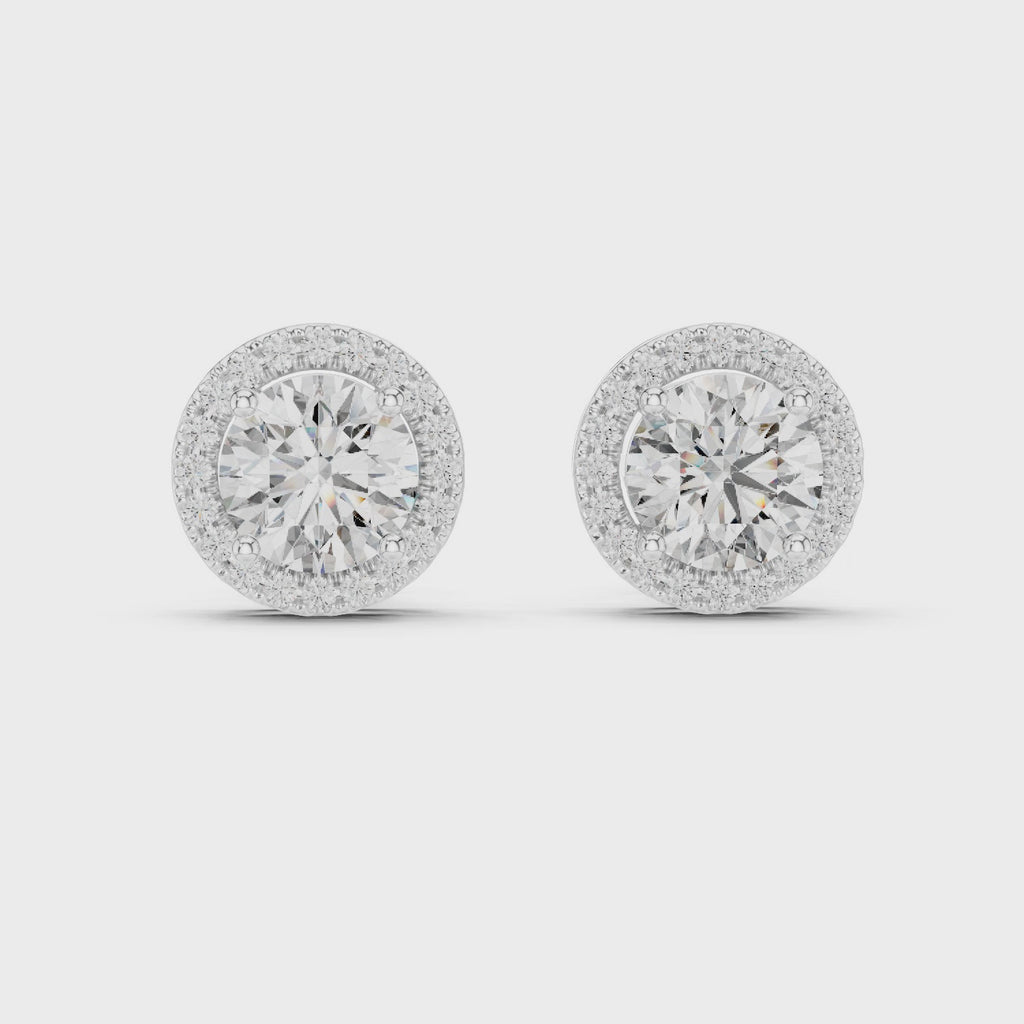 Round Diamonds Halo Stud Earrings
