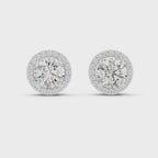 Round Diamonds Halo Stud Earrings