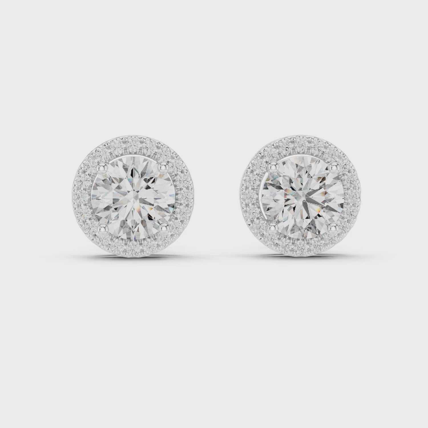Round Diamonds Halo Stud Earrings