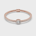 Round Diamond Halo Center Tennis Bracelet