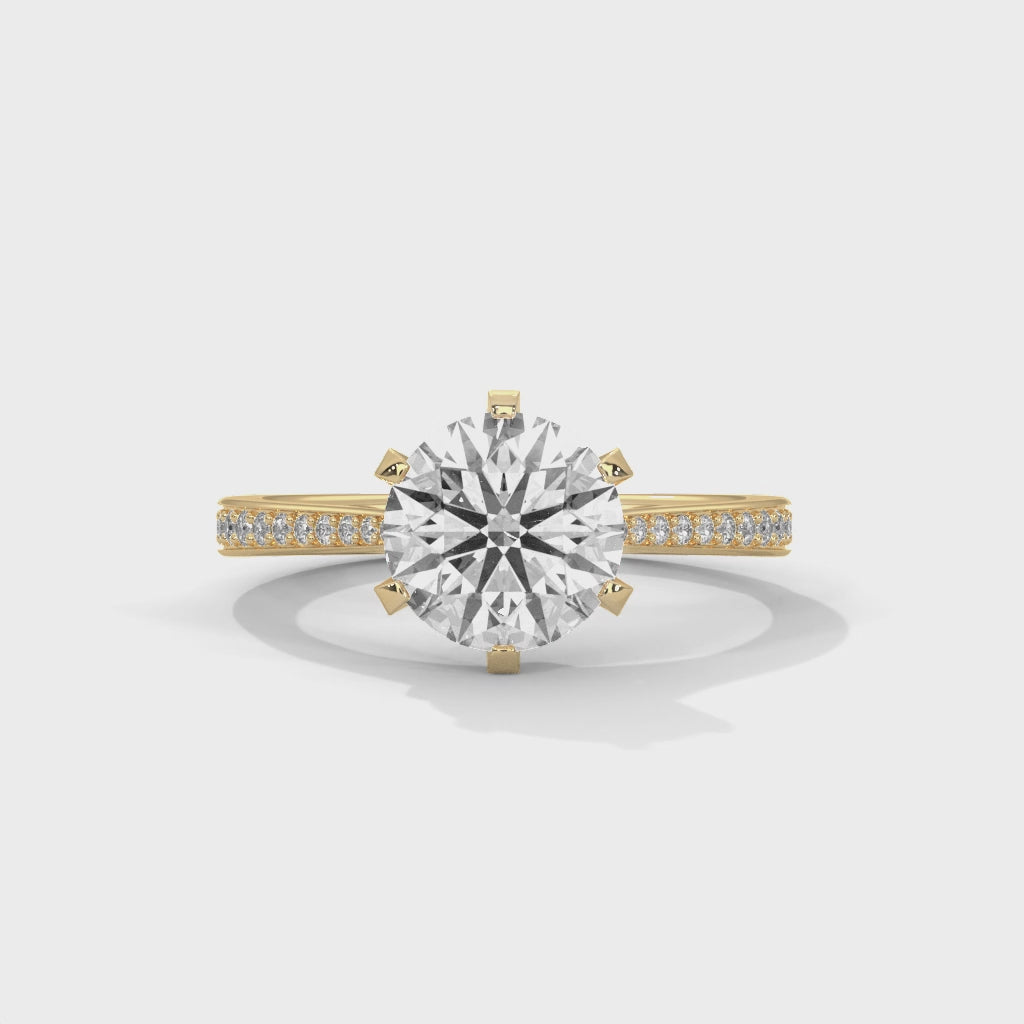 Round Diamond Solitaire Pavé Engagement Ring
