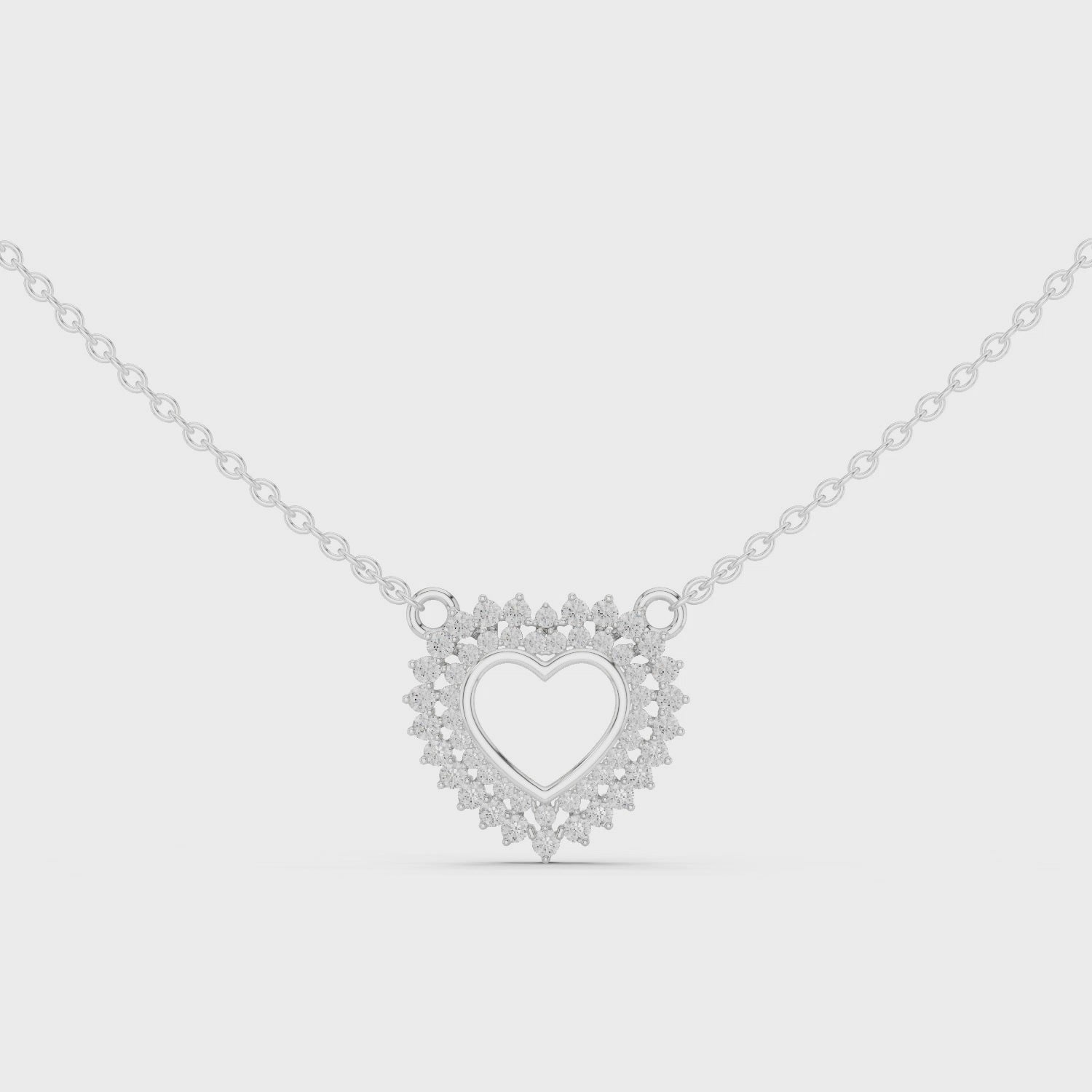 Diamond Heart Halo Pendant Necklace