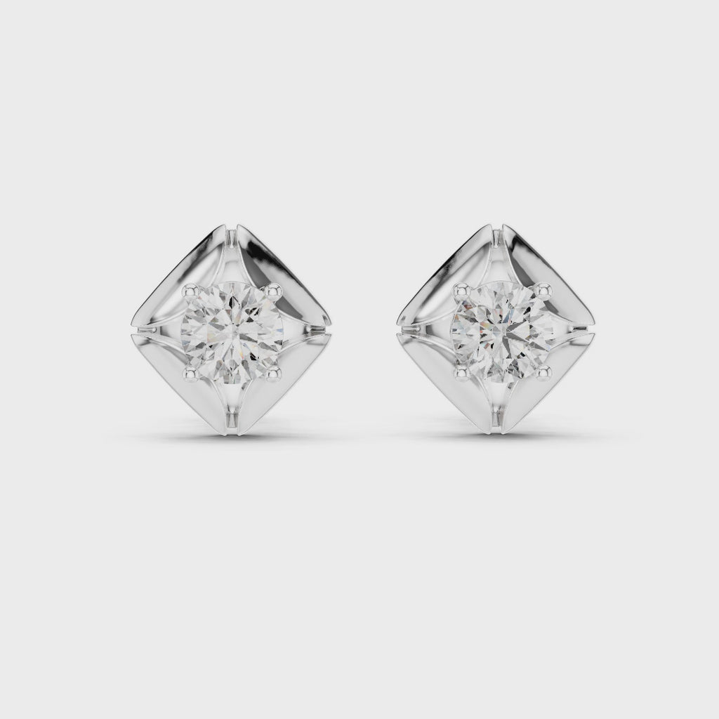 Round Diamond Star Stud Earrings