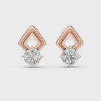 Round Diamond Geometric Stud Earrings