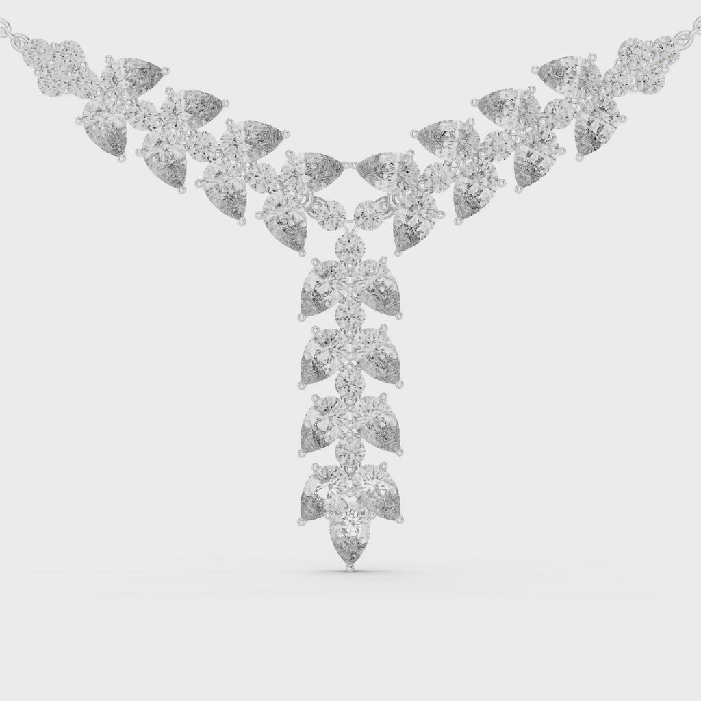 1Pear Diamond V Drop Statement Necklace