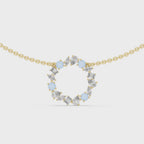 1Multi Shape Diamond Circle Pendant Necklace