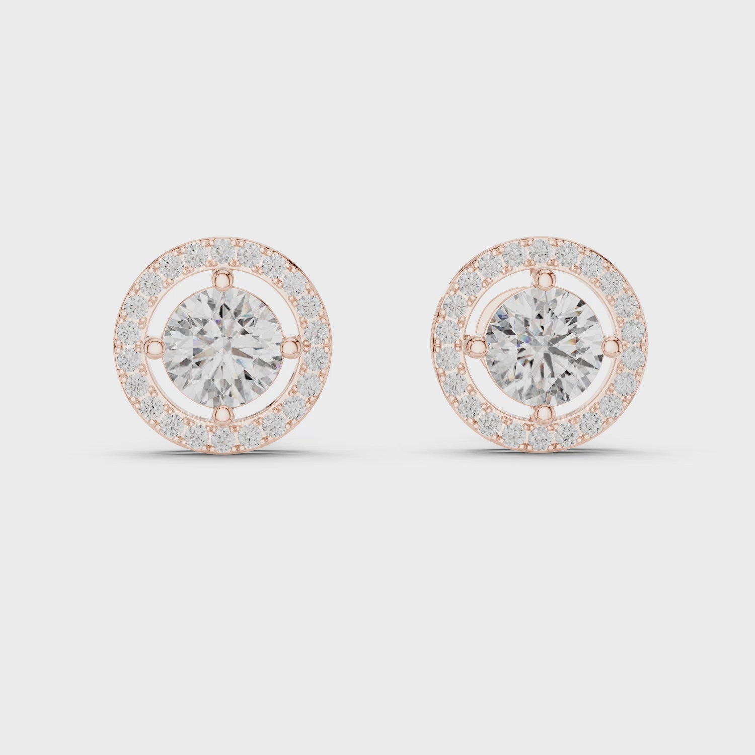 Round Diamond Halo Stud Earrings