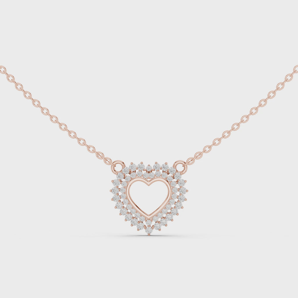 1Diamond Heart Halo Pendant Necklace