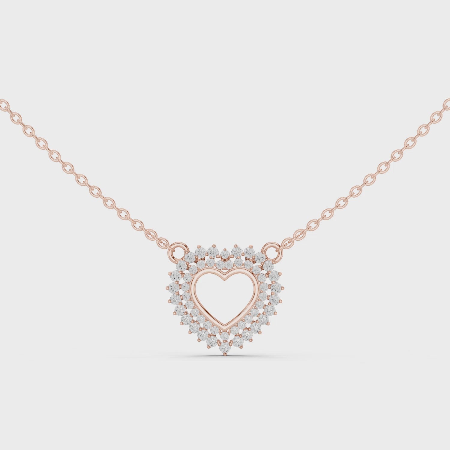 1Diamond Heart Halo Pendant Necklace