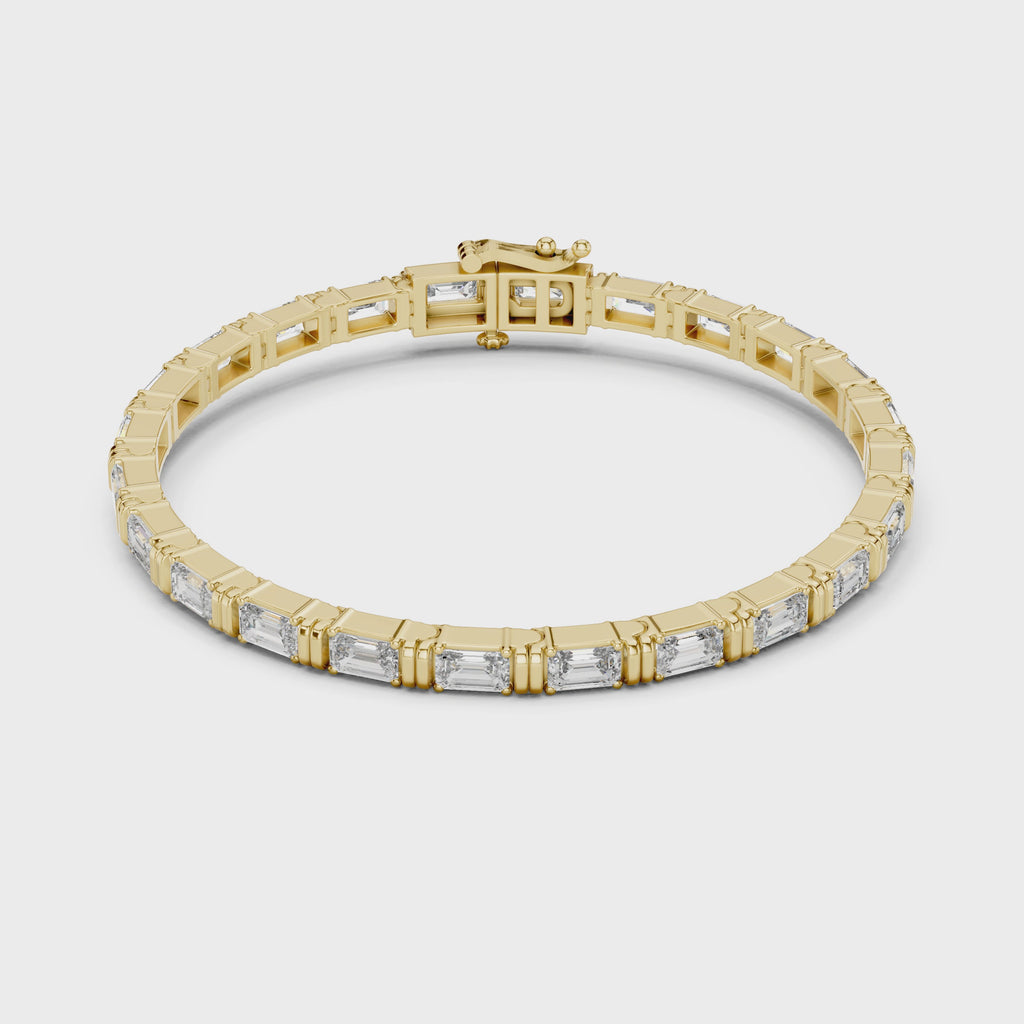 Emerald Cut Diamond Link Tennis Bracelet