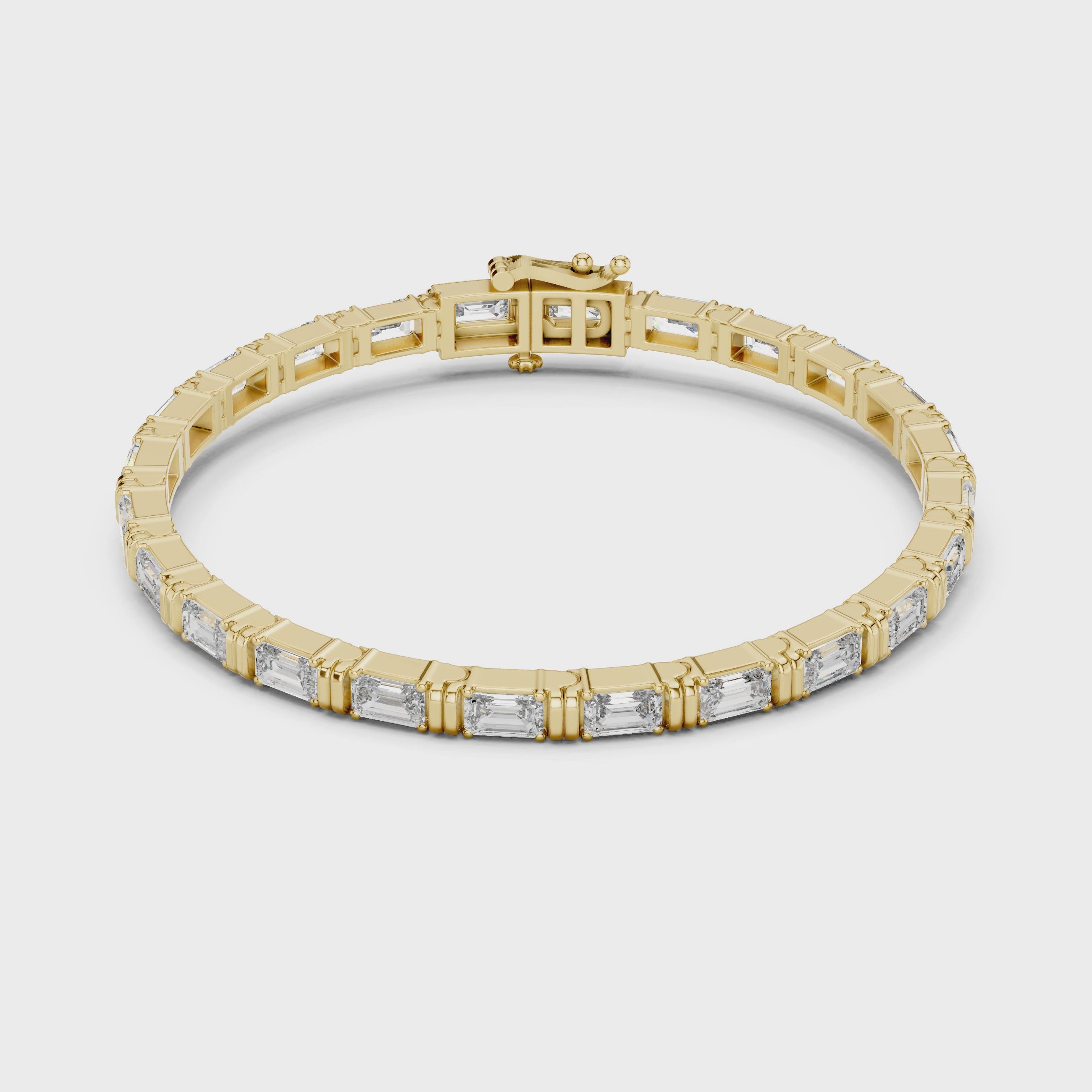 Emerald Cut Diamond Link Tennis Bracelet