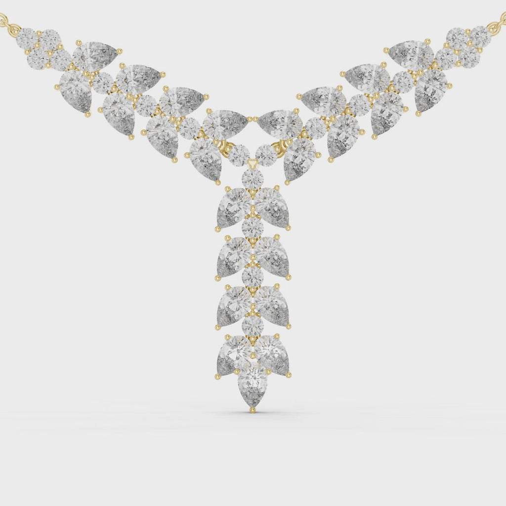 1Pear Diamond V Drop Statement Necklace