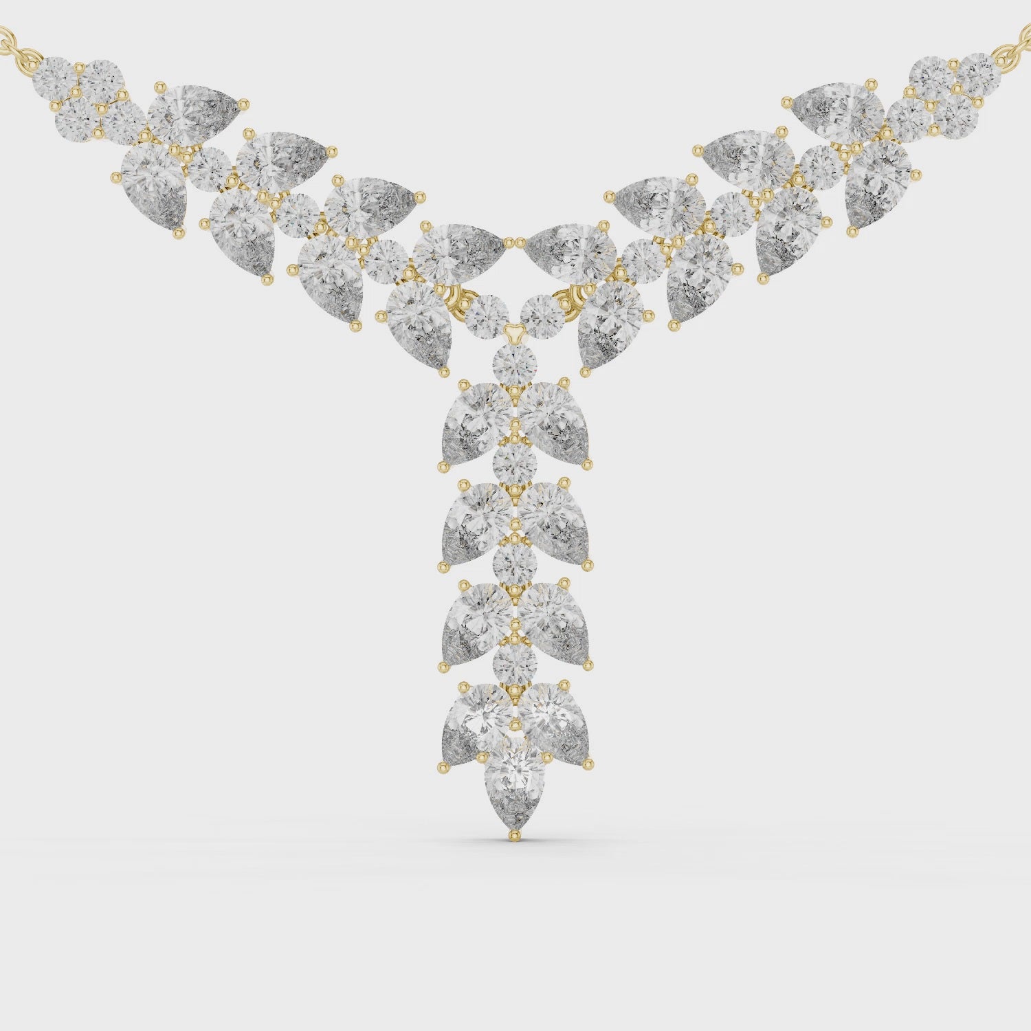 1Pear Diamond V Drop Statement Necklace
