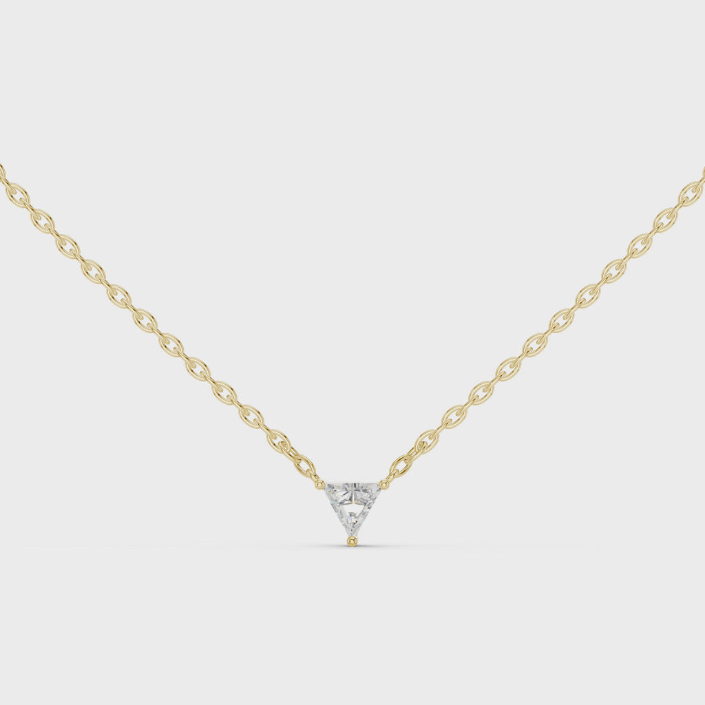 1Triangle Diamond Solitaire Pendant Necklace