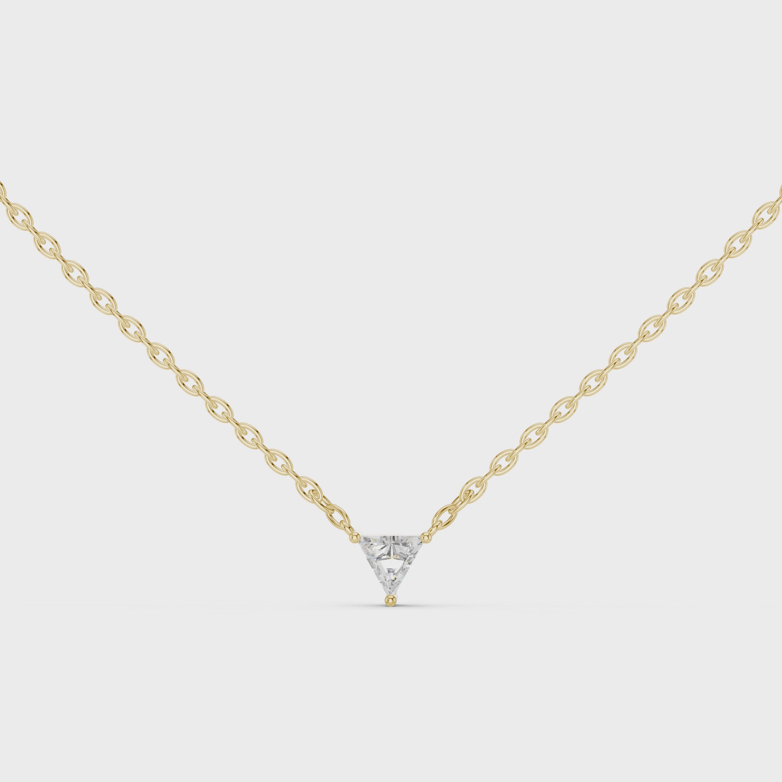 1Triangle Diamond Solitaire Pendant Necklace