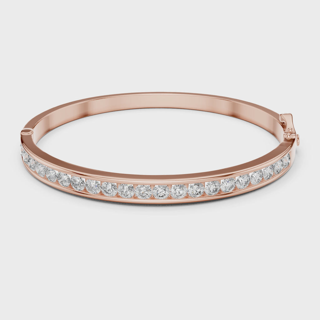 Round Diamond Channel Set Bangle Bracelet