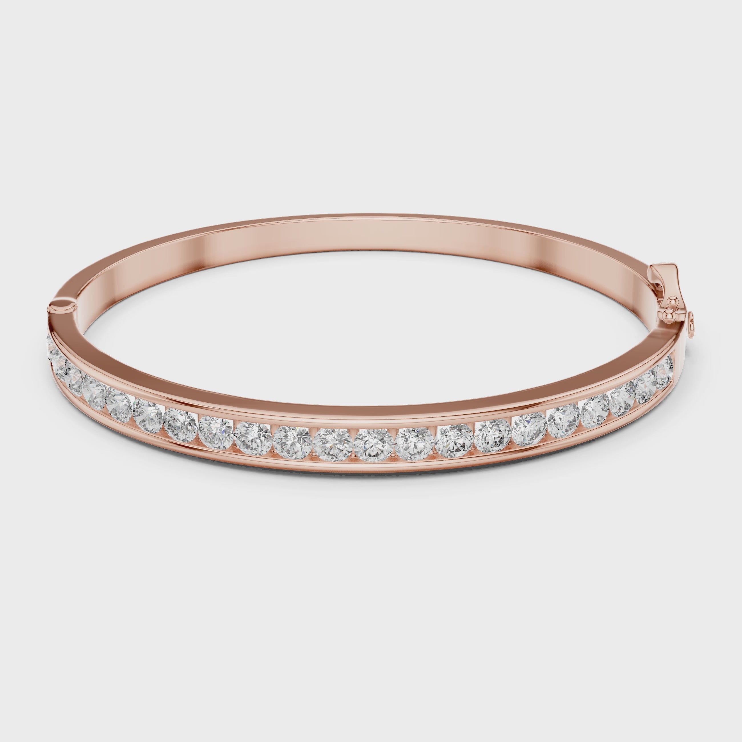 Round Diamond Channel Set Bangle Bracelet