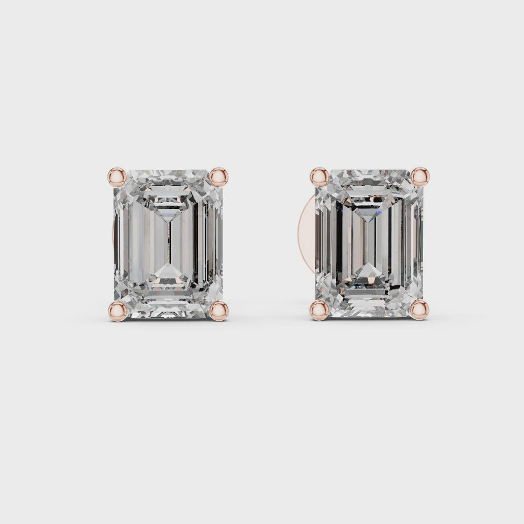 1Emerald Cut Diamond Stud Earrings