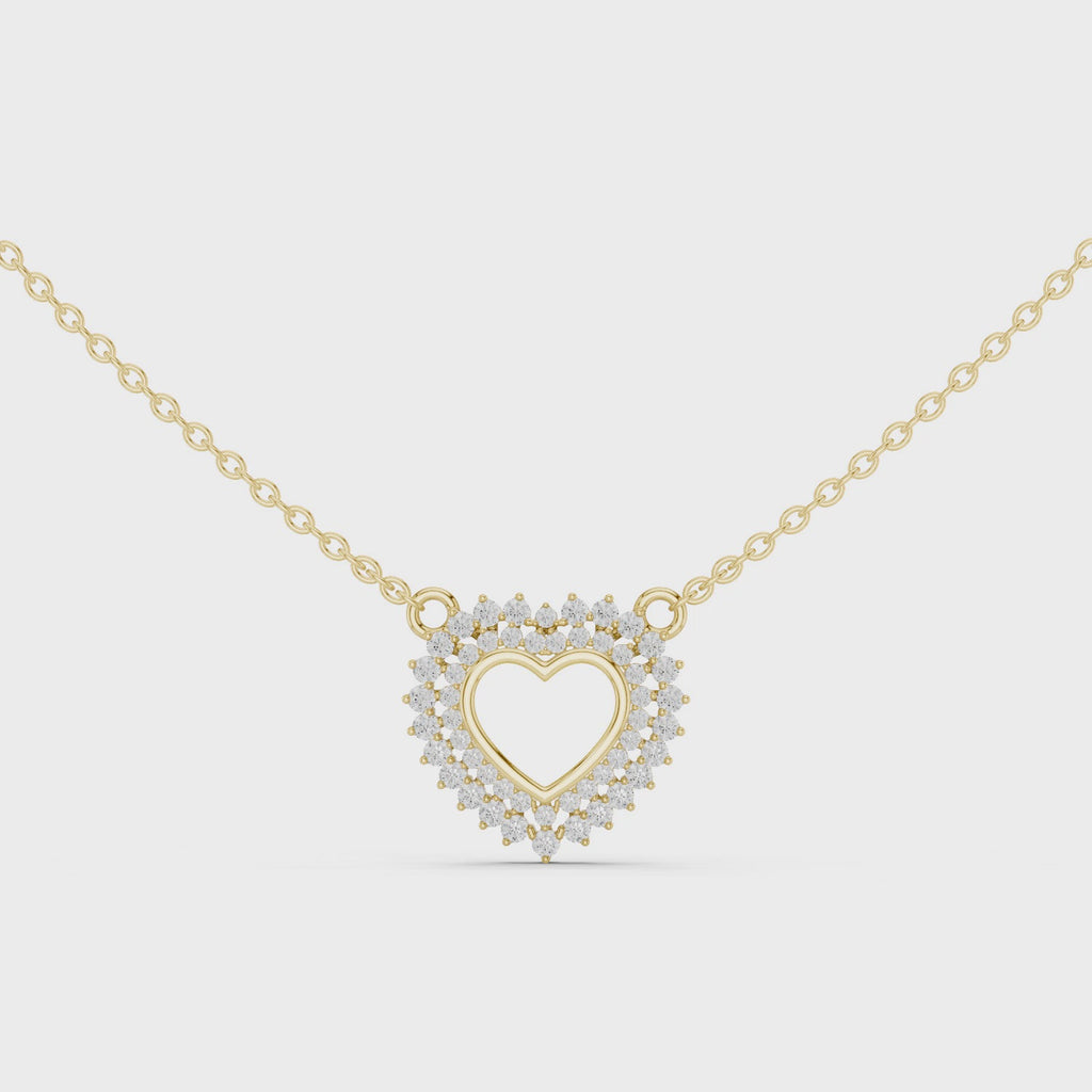 1Diamond Heart Halo Pendant Necklace