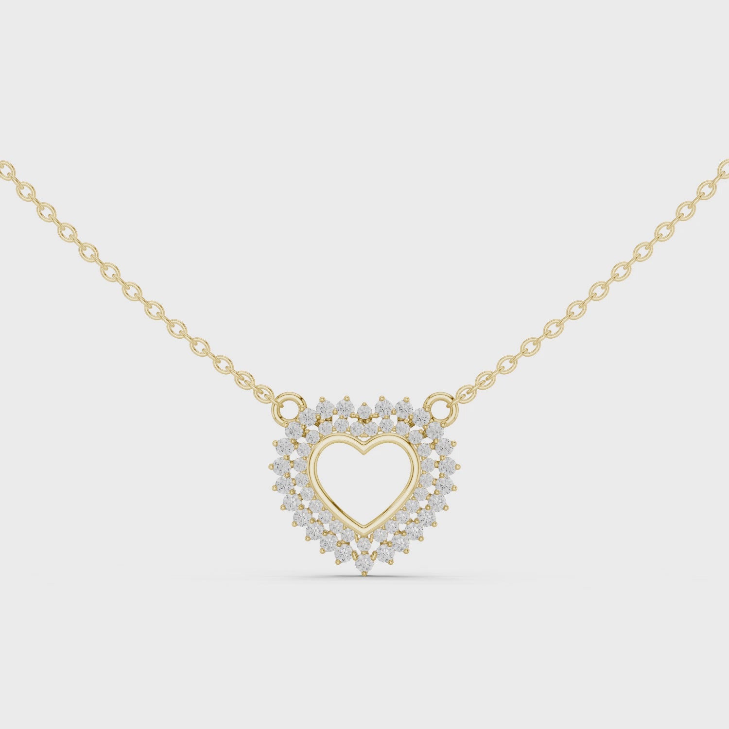 1Diamond Heart Halo Pendant Necklace
