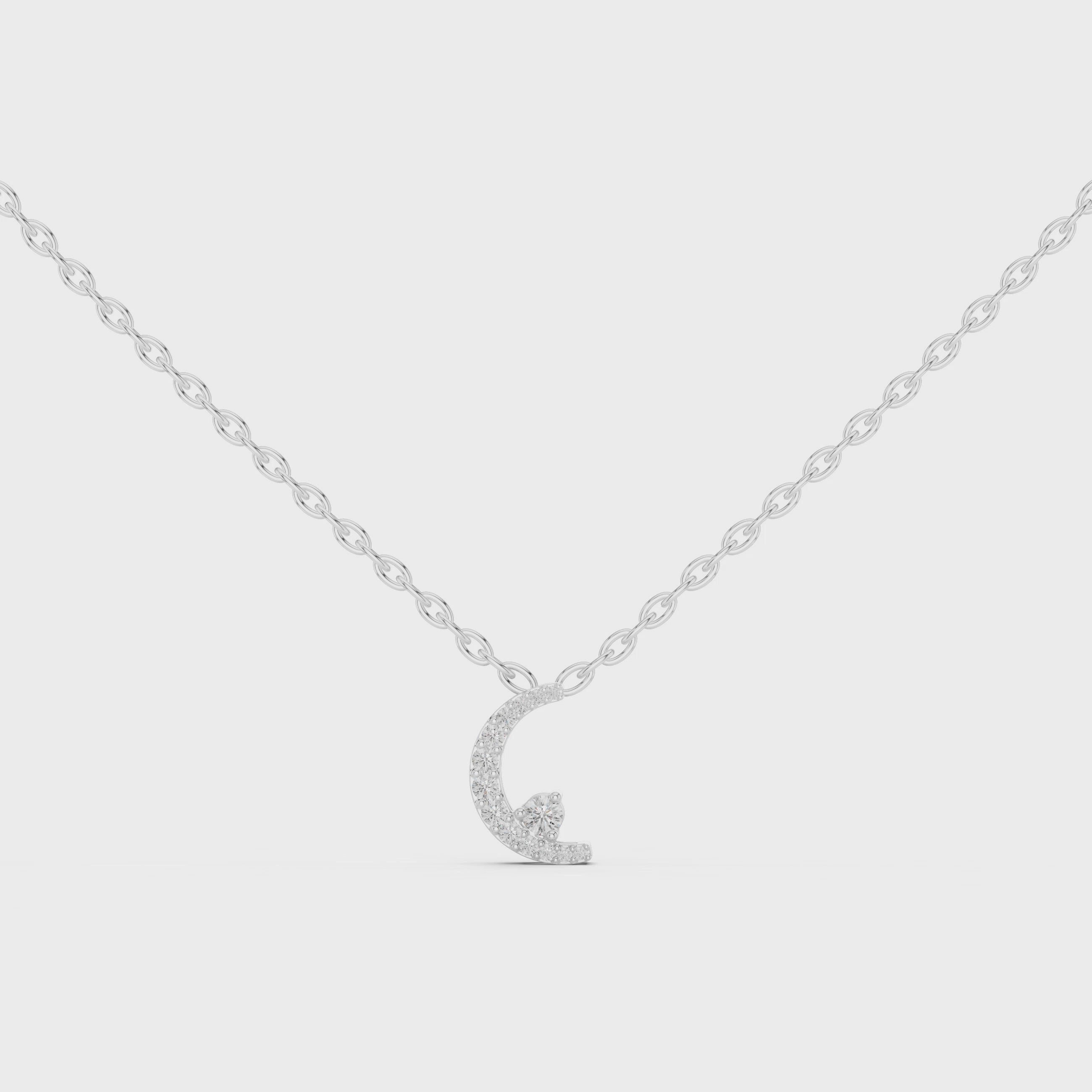 Crescent Moon Diamond Pendant Necklace
