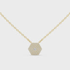 1Hexagon Pave Diamond Pendant Necklace