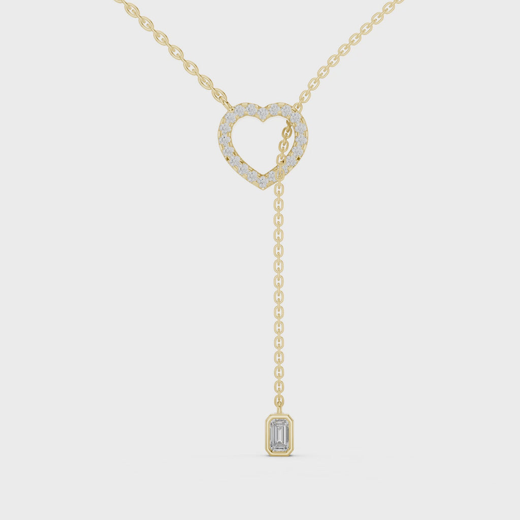 Blue Heart Drop Y Necklace