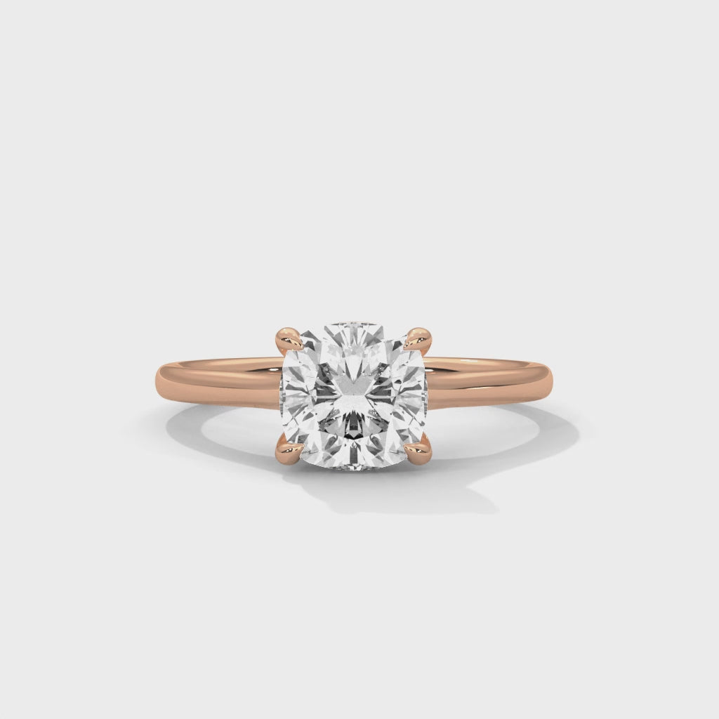 Cushion Cut Solitaire Diamond Engagement Ring