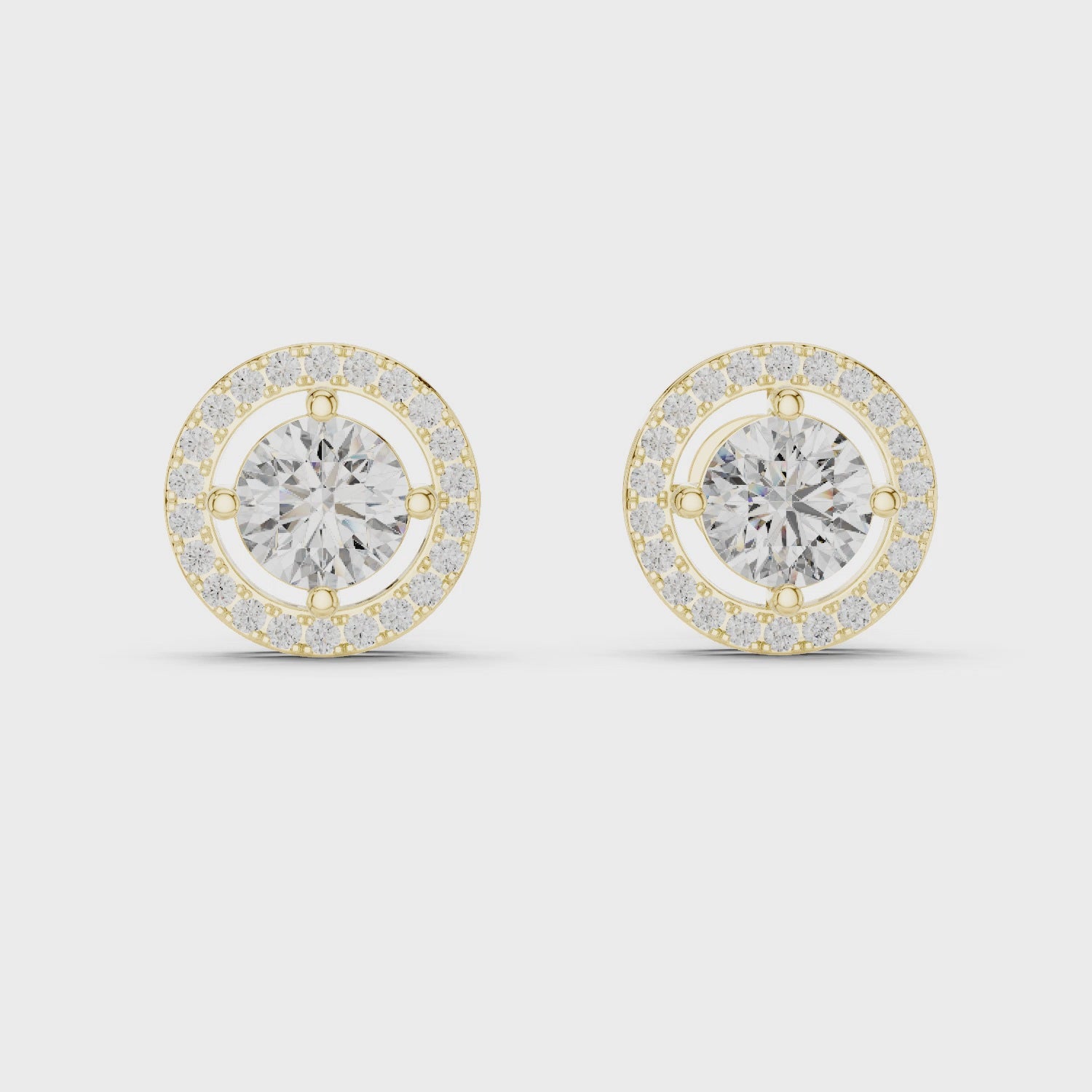 Round Diamond Halo Stud Earrings