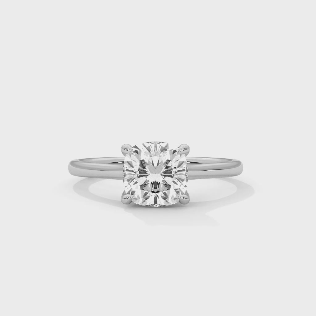 Cushion Cut Solitaire Diamond Engagement Ring