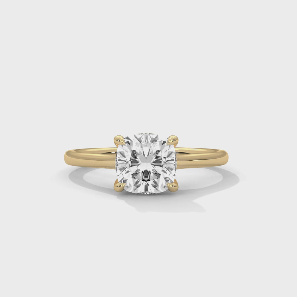 Cushion Cut Solitaire Diamond Engagement Ring