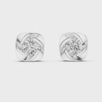 Round Diamond Swirl Frame Stud Earrings