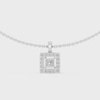 1Princess Cut Diamond Halo Pendant Necklace