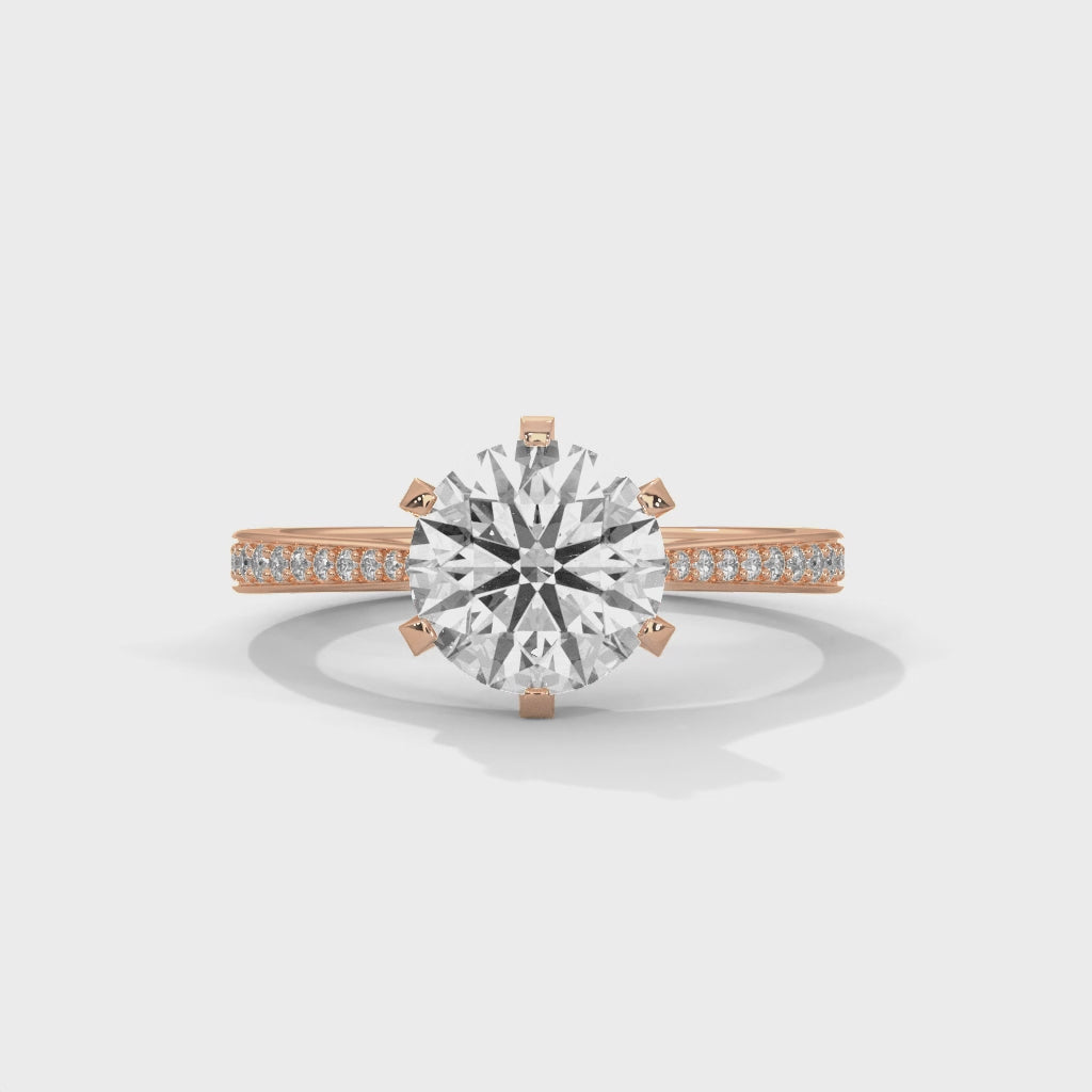 Round Diamond Solitaire Pavé Engagement Ring