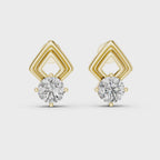 Round Diamond Geometric Stud Earrings