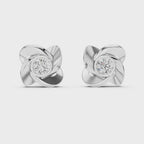 Round Diamond Swirl Knot Stud Earrings