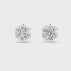 Round Diamond Six Prong Stud Earrings