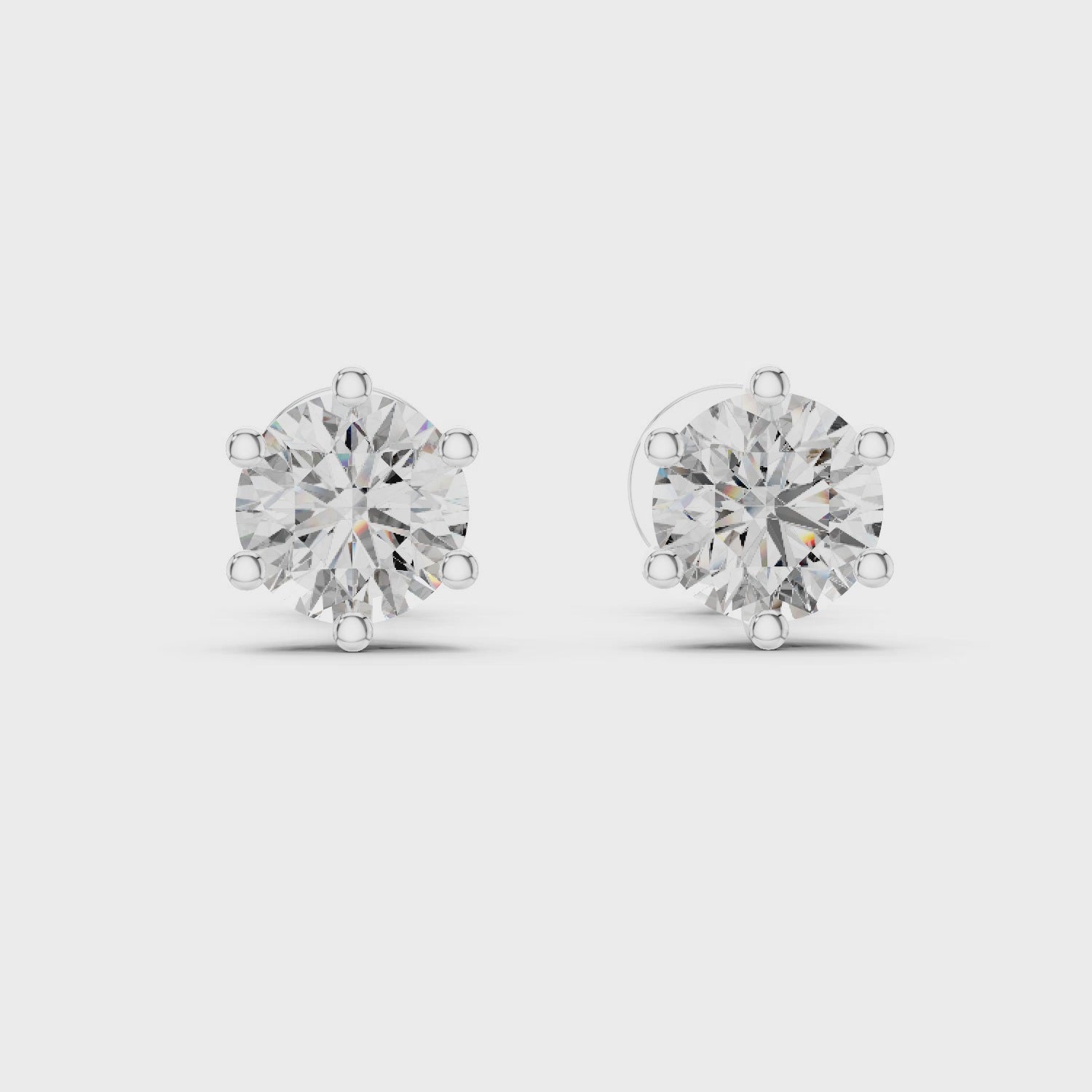 Round Diamond Six Prong Stud Earrings