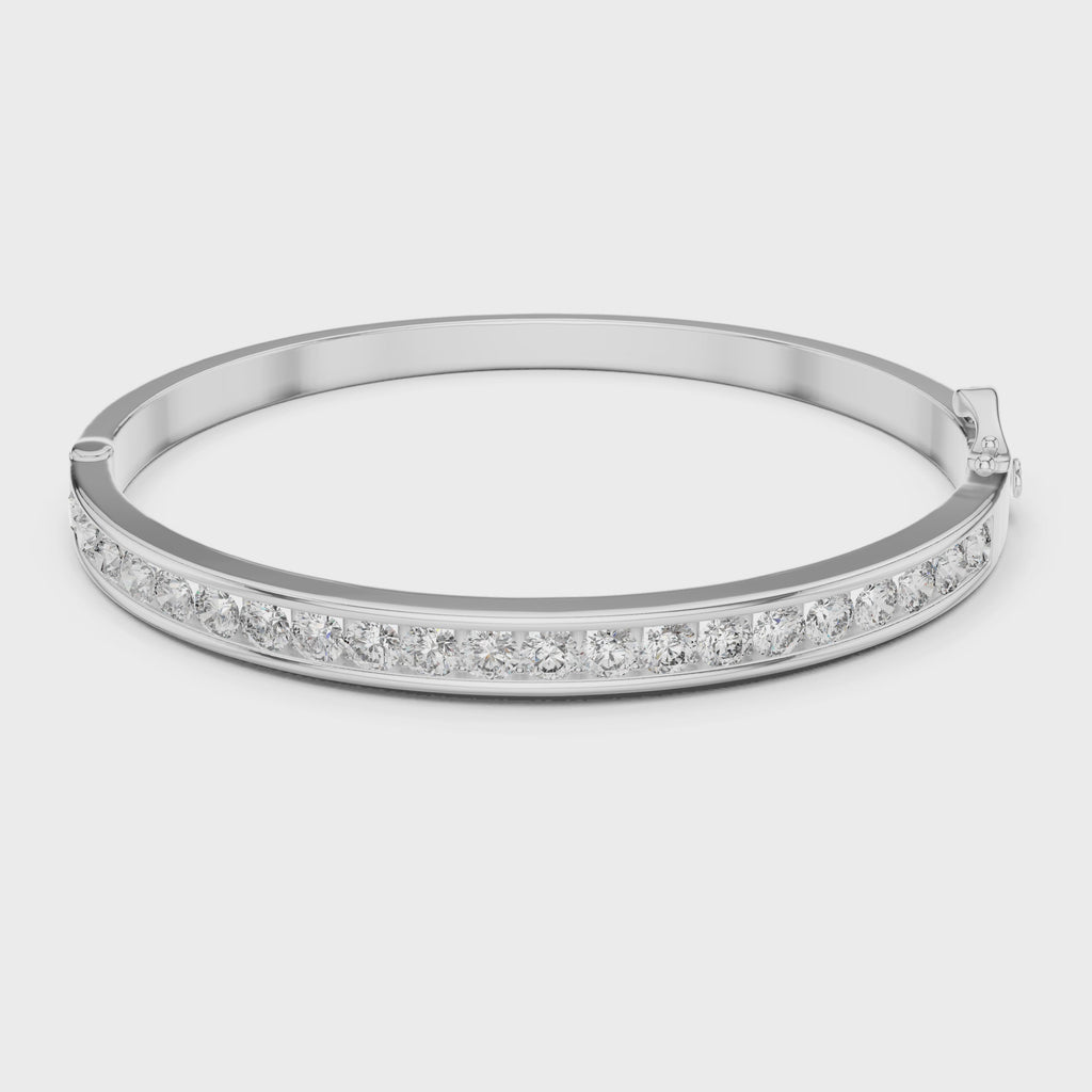 Round Diamond Channel Set Bangle Bracelet