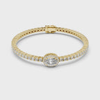 Round Diamond Halo Center Tennis Bracelet