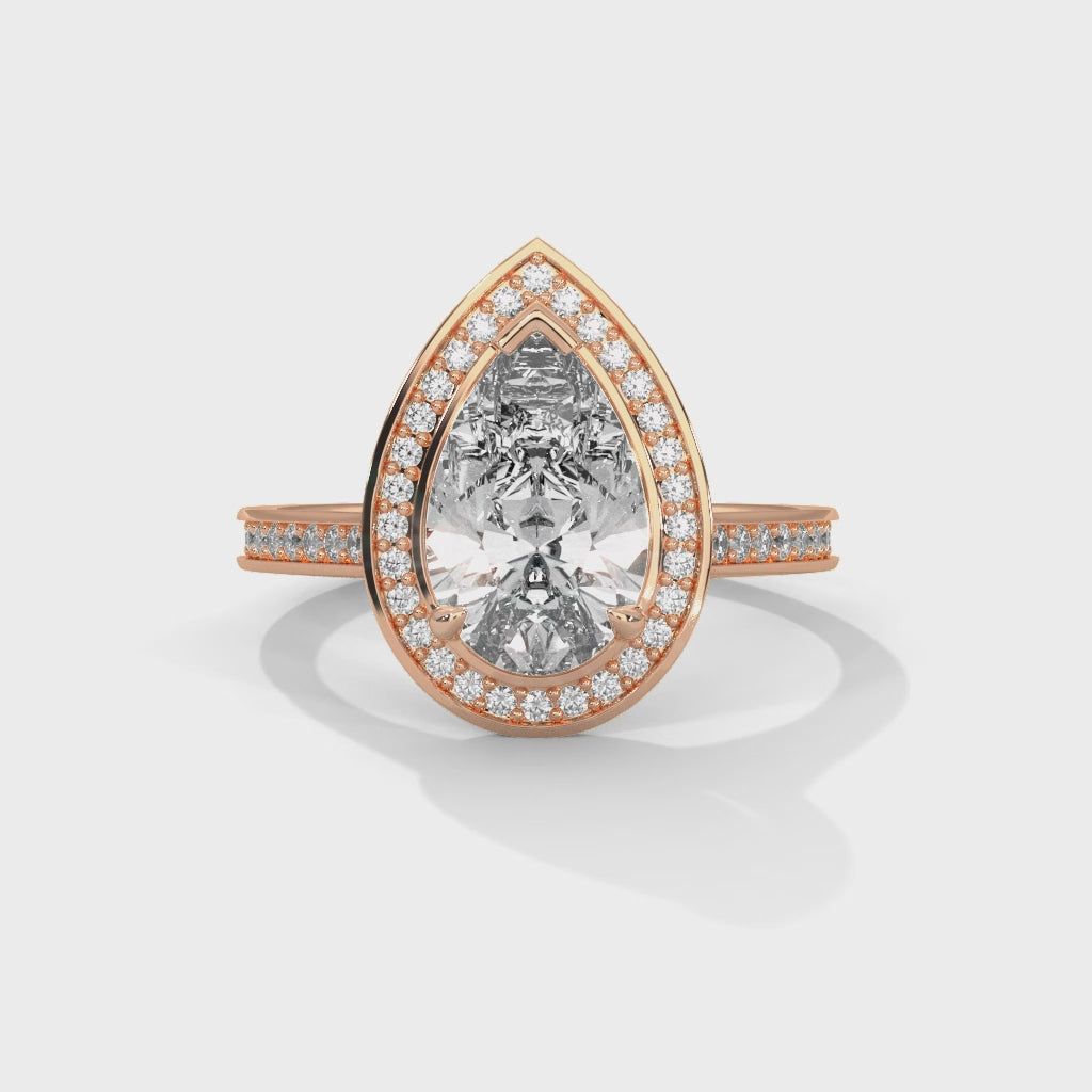 Pear Shape Diamond Halo Engagement Ring