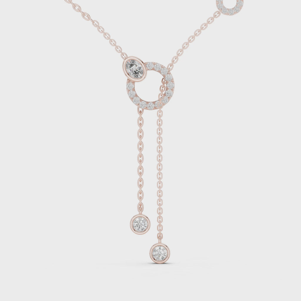1Multi Shape Diamond Circle Drop Y Necklace
