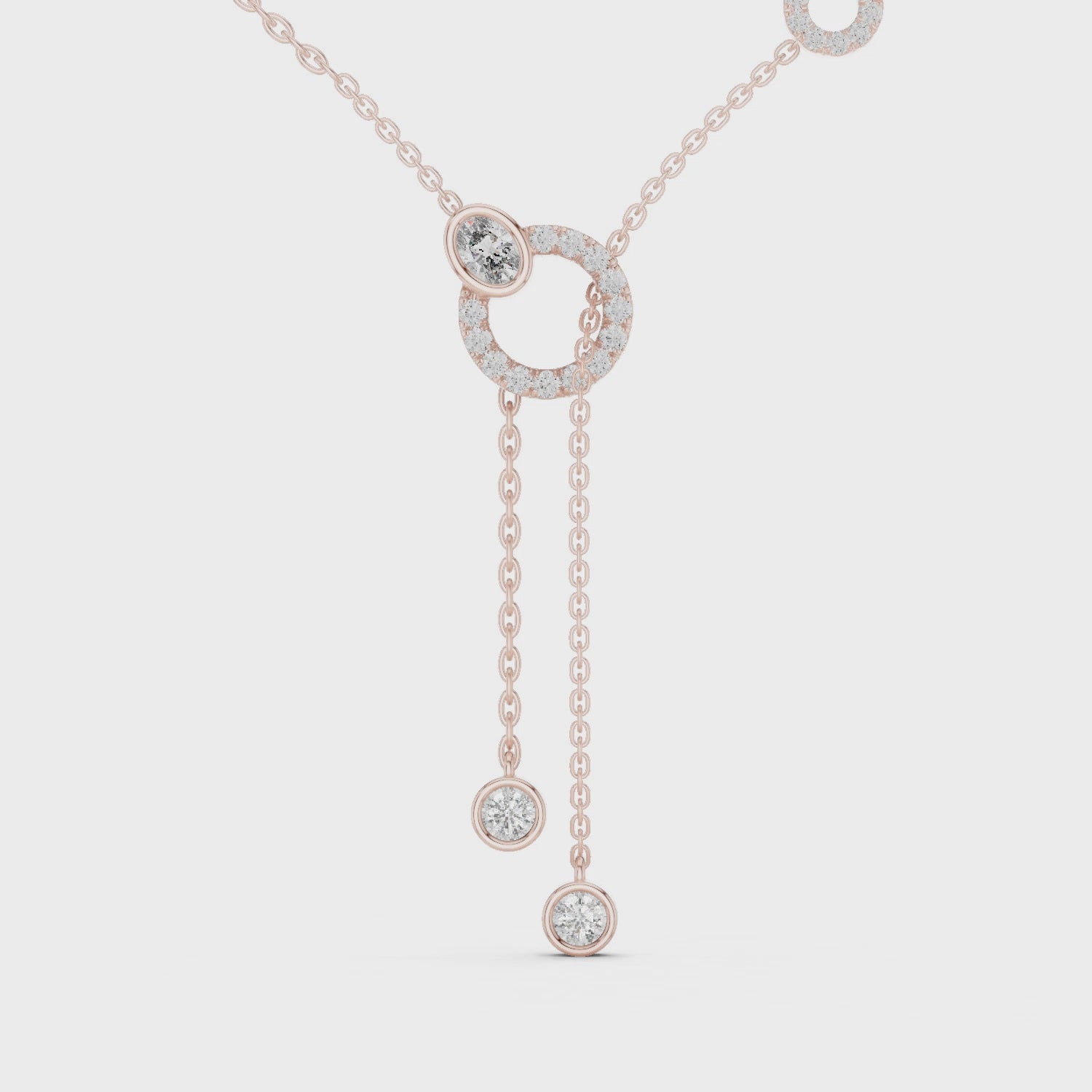 1Multi Shape Diamond Circle Drop Y Necklace