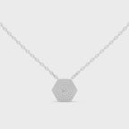 1Hexagon Pave Diamond Pendant Necklace