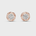 Round Diamond Swirl Stud Earrings