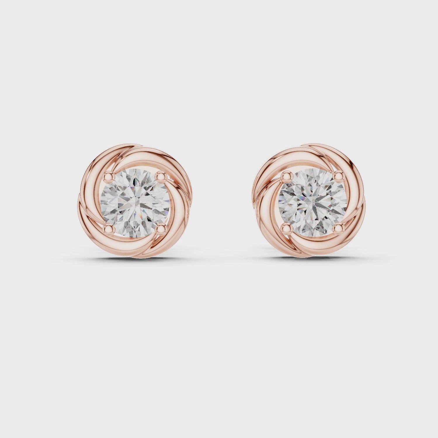 Round Diamond Swirl Stud Earrings