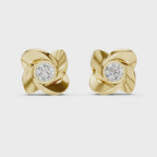 Round Diamond Swirl Knot Stud Earrings