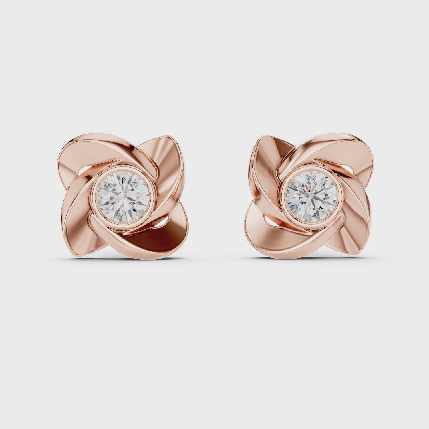 Round Diamond Swirl Knot Stud Earrings