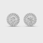 Round Diamond Triple Halo Stud Earrings