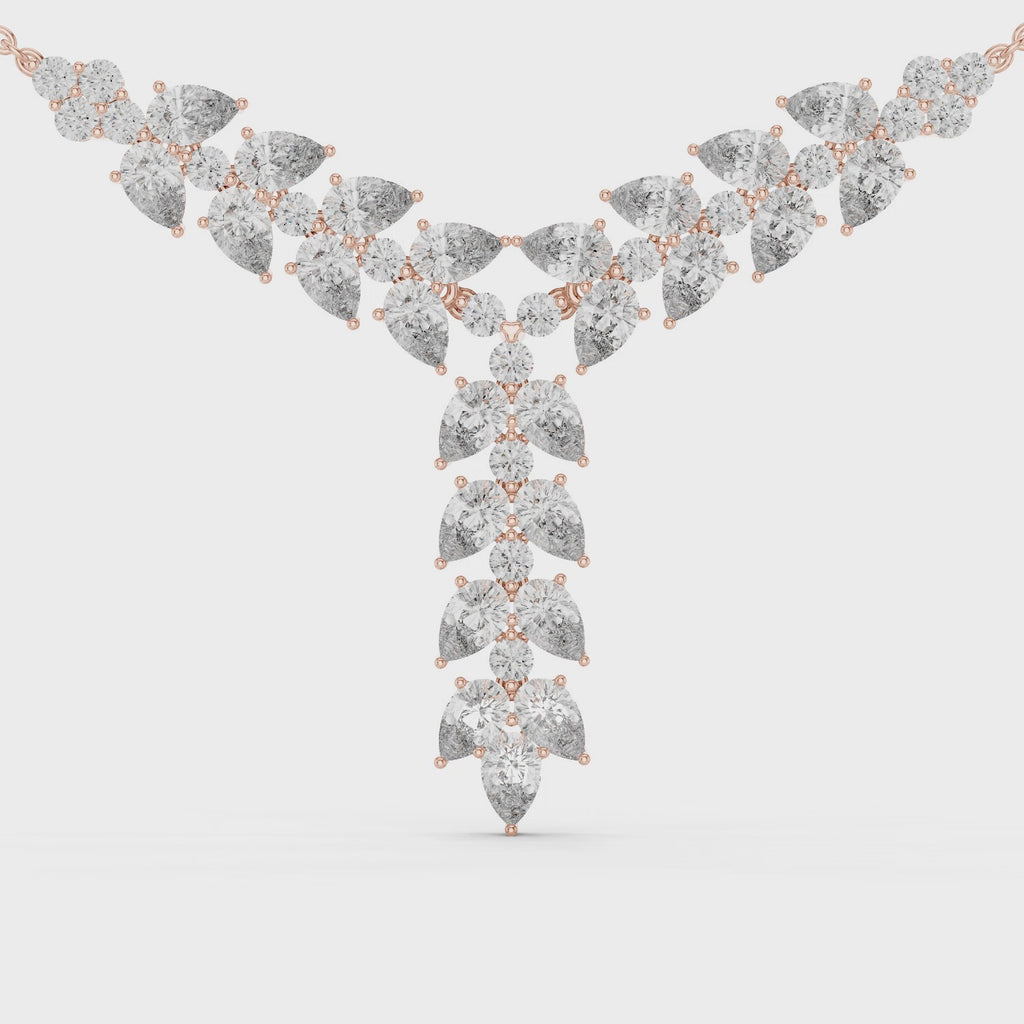 1Pear Diamond V Drop Statement Necklace